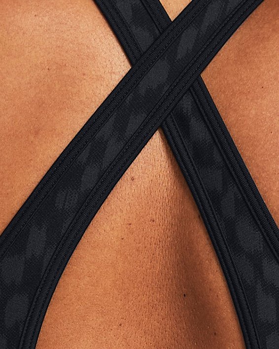 Women's Armour® Mid Crossback Printed Sports Bra, Black, pdpMainDesktop image number 6