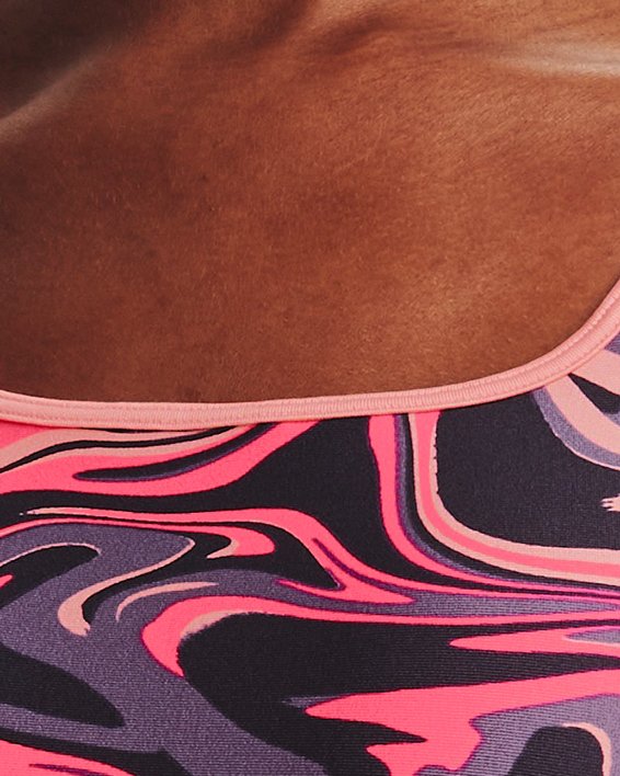 Women's Armour® Mid Crossback Printed Sports Bra in Pink image number 2