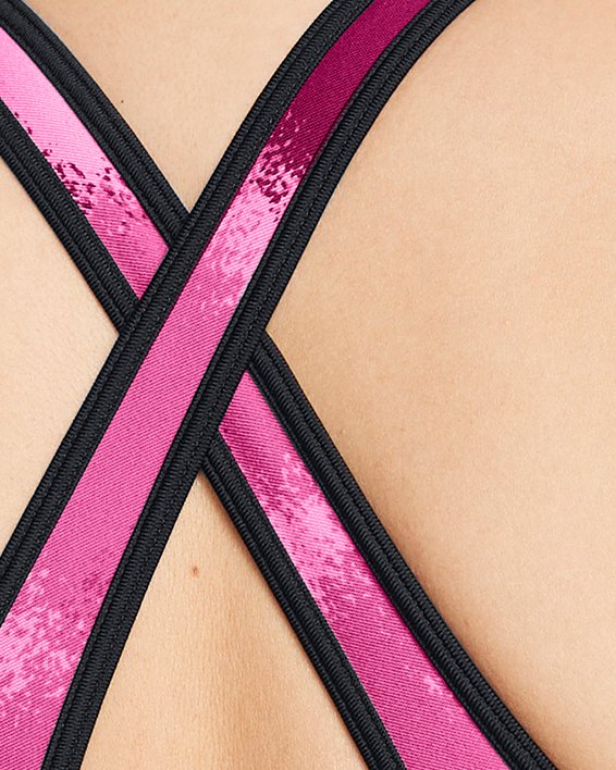 Women's Armour® Mid Crossback Printed Sports Bra, Pink, pdpMainDesktop image number 5