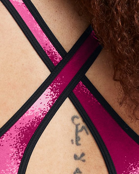 Brassière de sport imprimée à dos croisé et maintien modéré Armour® pour femme, Pink, pdpMainDesktop image number 7