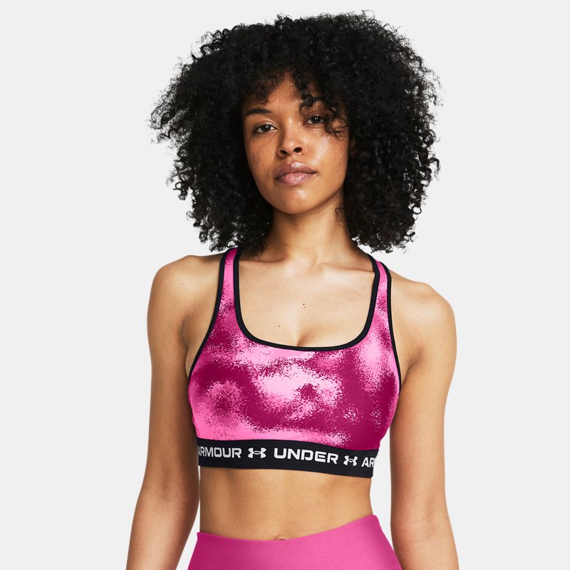 Image of Under Armour Women's Armour® Mid Crossback Printed Sports Bra Astro Pink / Pink / White XL