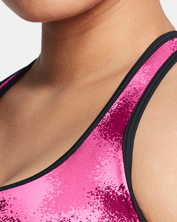 Brassière de sport imprimée à dos croisé et maintien modéré Armour® pour femme, Pink, pdpMainDesktop image number 3