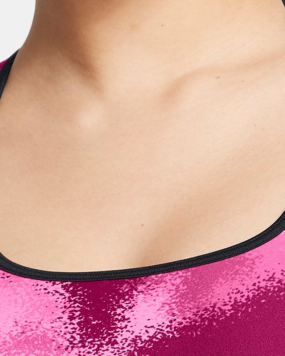 Brassière de sport imprimée à dos croisé et maintien modéré Armour® pour femme, Pink, pdpMainDesktop image number 2