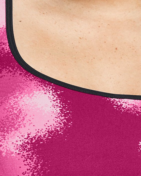 Brassière de sport imprimée à dos croisé et maintien modéré Armour® pour femme, Pink, pdpMainDesktop image number 4
