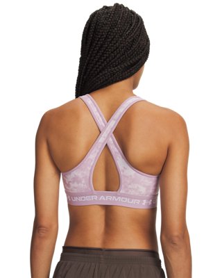 Спортивное бра, открытая спина, с принтом — Under Armour, цвет: Розовато-лиловый розовый / Белый — фото 2