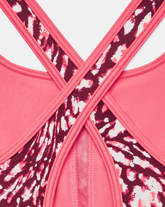 Sujetador deportivo Armour® Mid Crossback Printed para mujer, Pink, pdpMainDesktop image number 9