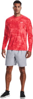 Men's UA Iso-Chill Shorebreak Camo Long Sleeve, Red, pdpMainDesktop image number 2
