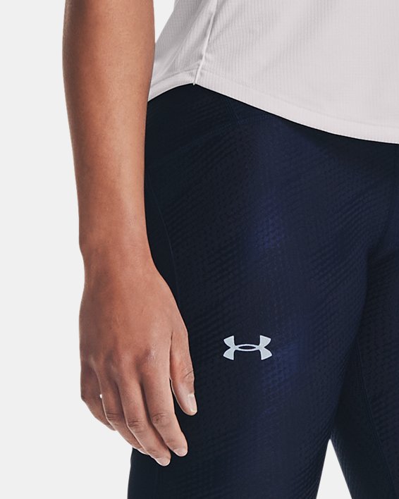 Under Armour Fly Fast 3.0 1/2 Tights Harbor Blue/Reflective LG (US 12-14)  at  Women's Clothing store