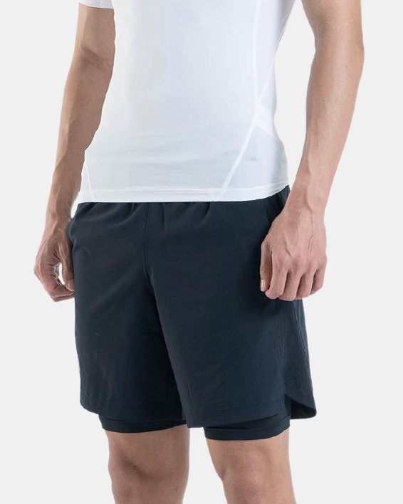 Men's UA Launch Run 2-in-1 Shorts in Black image number 2