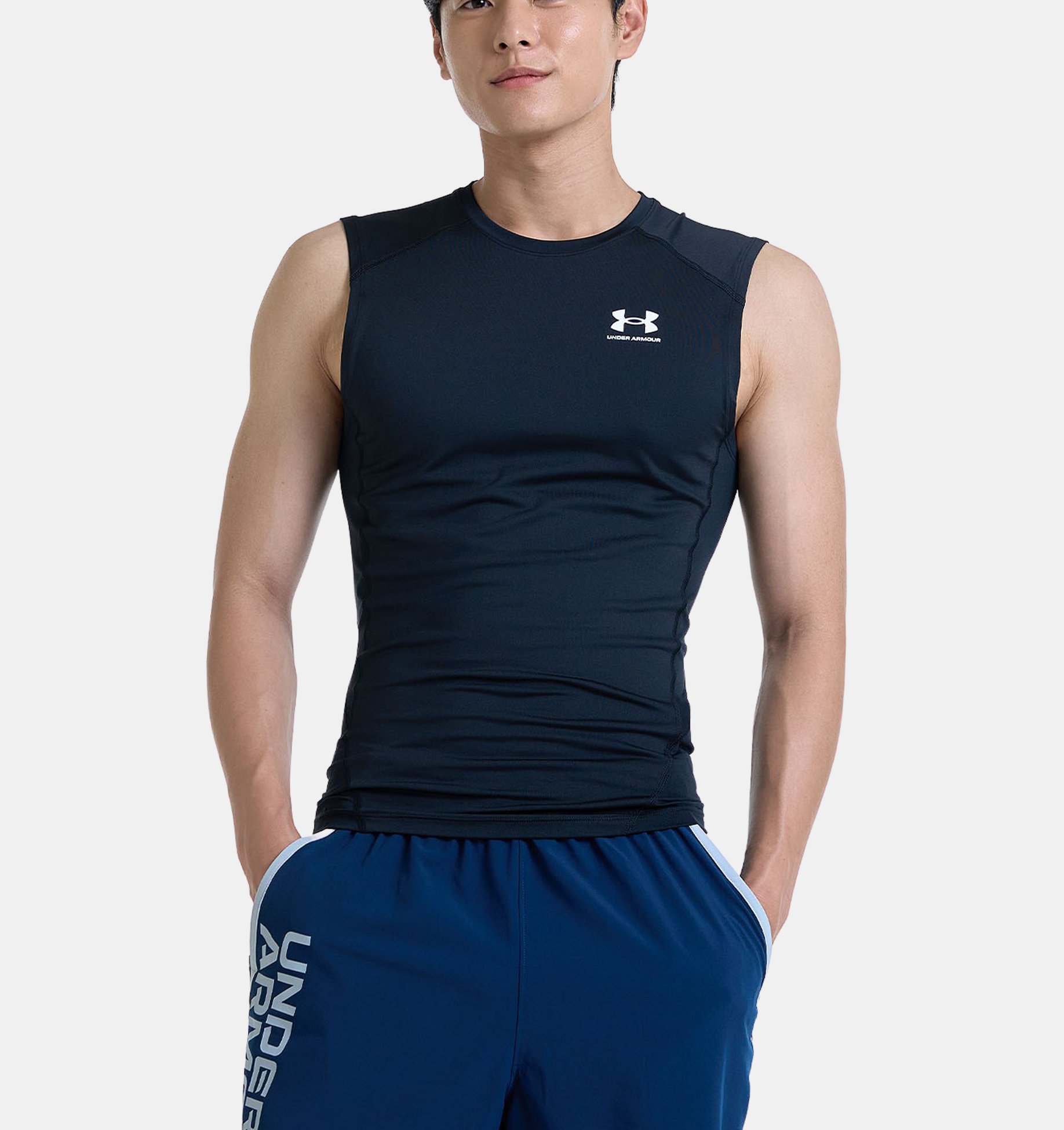 Under Armour Heatgear Sleeveless Compression Muscle Tee Royal 1257469-400 -  Free Shipping at LASC
