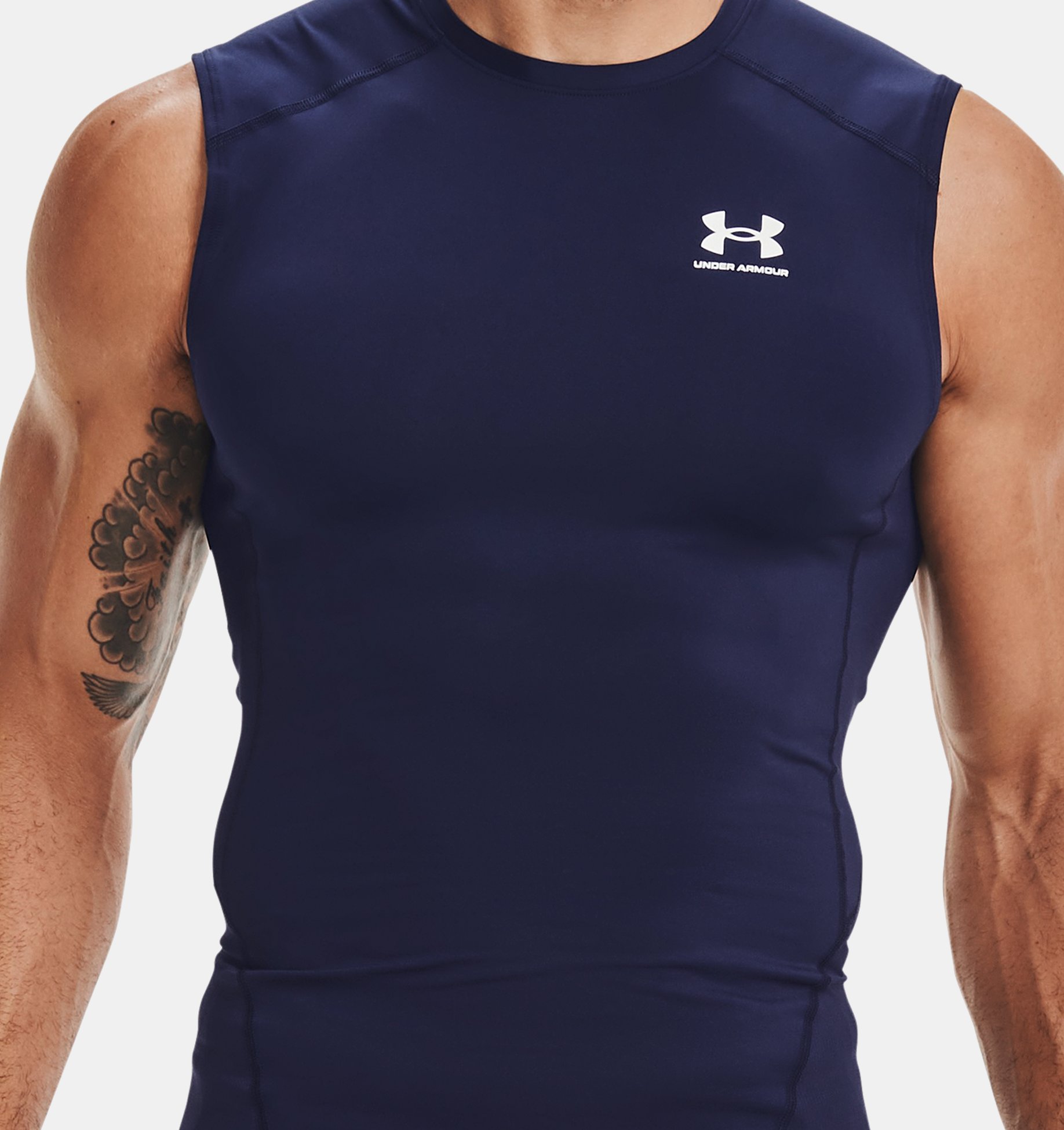 Under Armour Heatgear Compression Tank Top White/Black 1368352-100 - Free  Shipping at LASC
