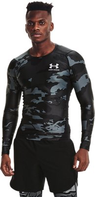 Herren Under Armour Iso-Chill Langarm-Kompressionsoberteil mit Aufdruck Schwarz / Weiß L