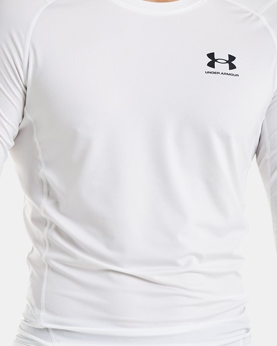 Men's HeatGear® Long Sleeve, White, pdpMainDesktop image number 0