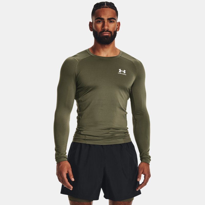 Men's HeatGear® Long Sleeve Marine OD Green / White XXL