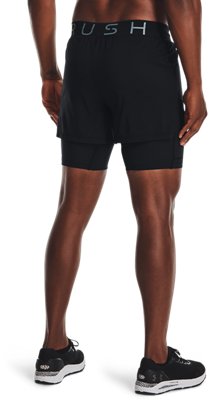 Men's UA RUSH&trade; Run 2-in-1 Shorts, Black, pdpMainDesktop image number 1