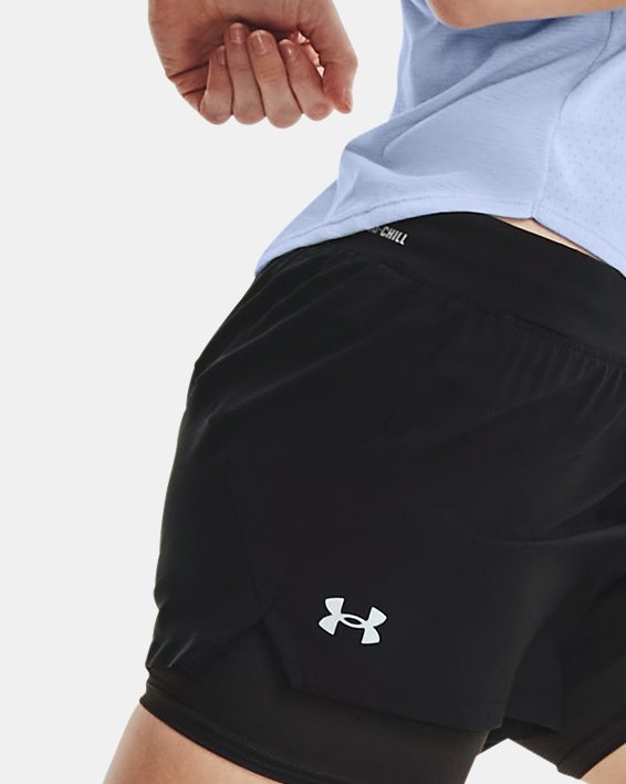 Women's UA Iso-Chill Run 2-in-1 Shorts in Black image number 2