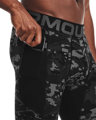 Under Armour Rush camo print leggings in black and grey