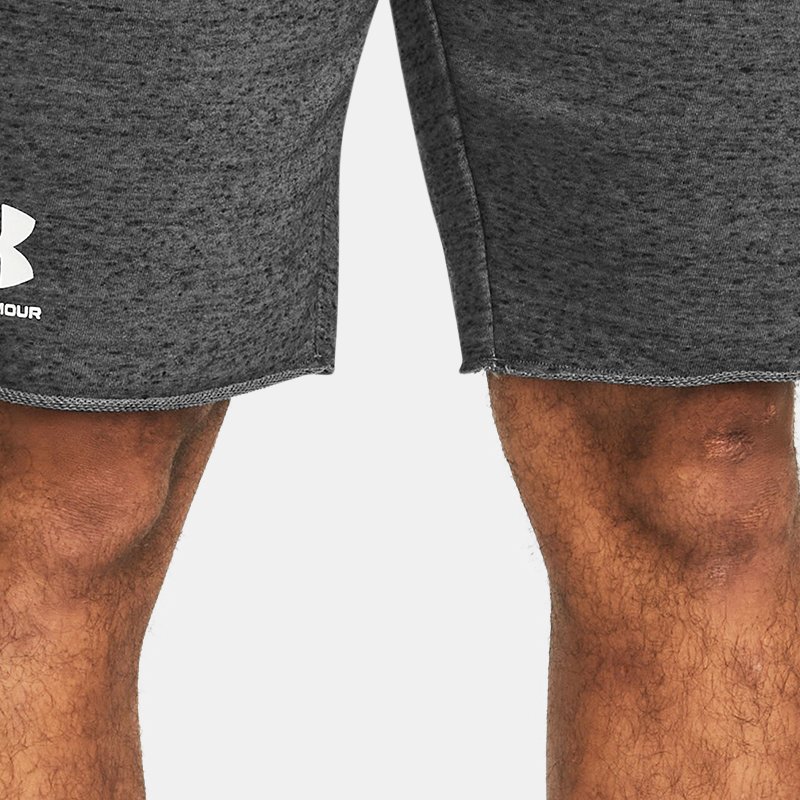 Herenshorts Under Armour Rival Terry Castlerock Light Heather / Onyx Wit L