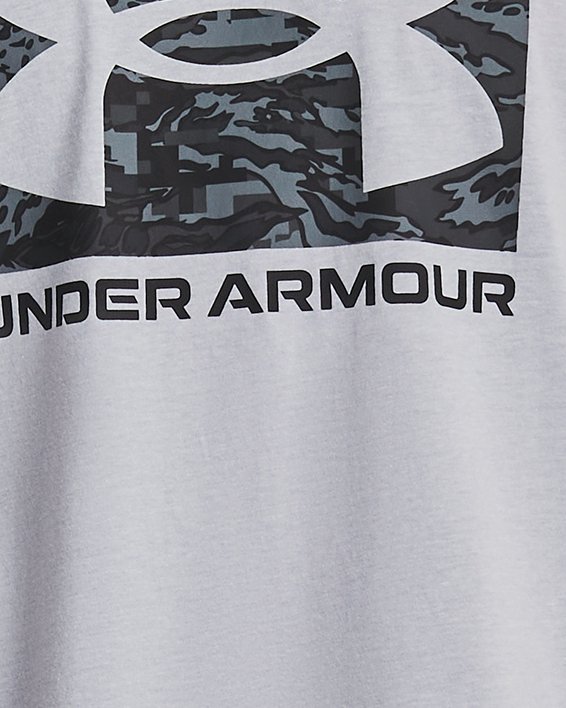 Men's UA ABC Camo Boxed Logo Short Sleeve, Gray, pdpMainDesktop image number 0