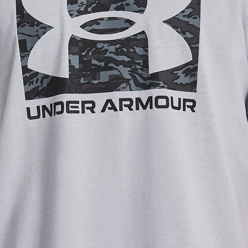 Camiseta de manga corta Under Armour ABC Camo Boxed Logo para hombre Mod Gris Light Heather / Negro 3XL