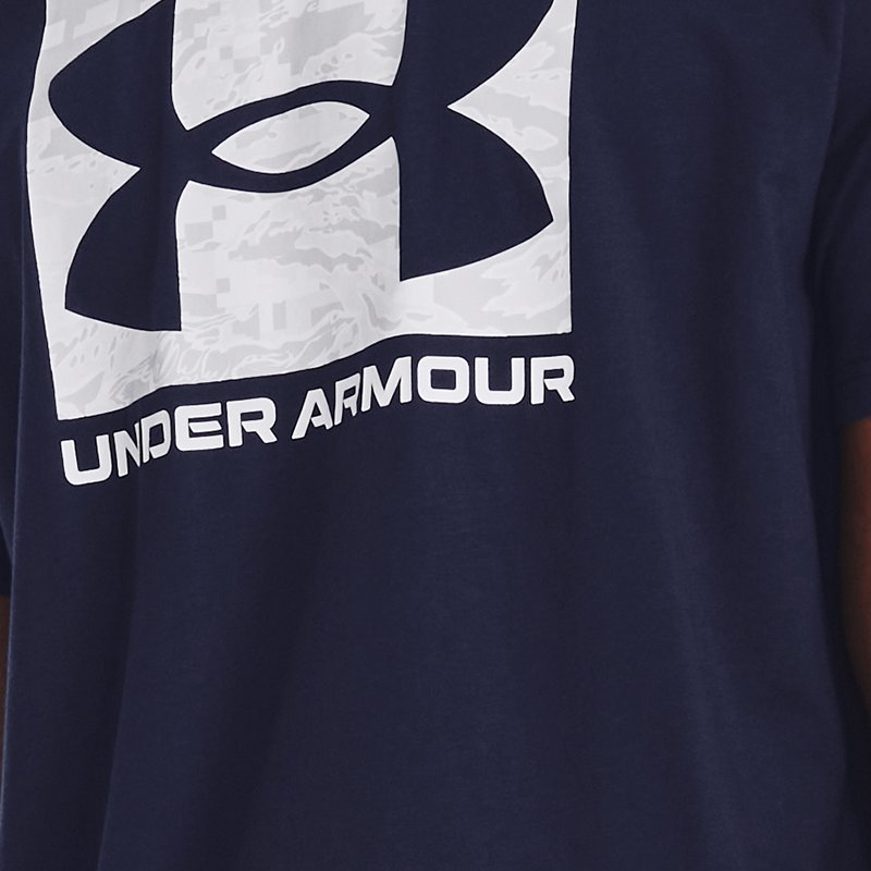 Camiseta de manga corta Under Armour ABC Camo Boxed Logo para hombre Midnight Marino Azul / Blanco XS
