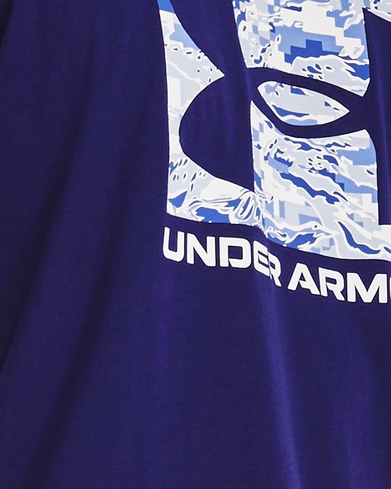 Men's UA ABC Camo Boxed Logo Short Sleeve in Blue image number 0