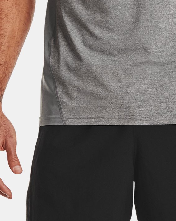 Men's HeatGear® Fitted Short Sleeve, Gray, pdpMainDesktop image number 2