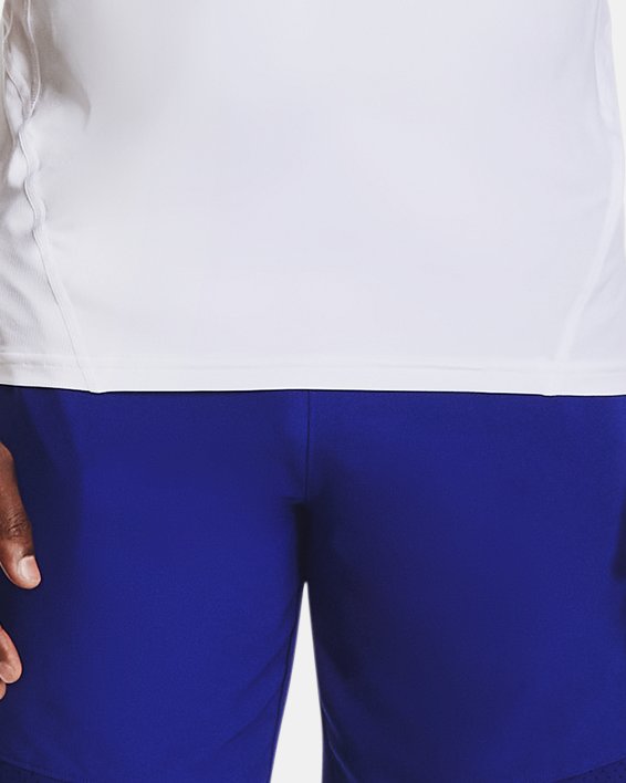 Men's HeatGear® Fitted Short Sleeve, White, pdpMainDesktop image number 2