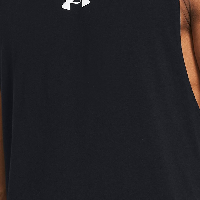 Camiseta sin mangas de algodón Under Armour Baseline para hombre Negro / Blanco L