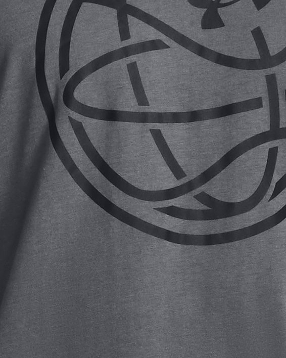 男士UA Hoops Logo T恤 in Gray image number 0