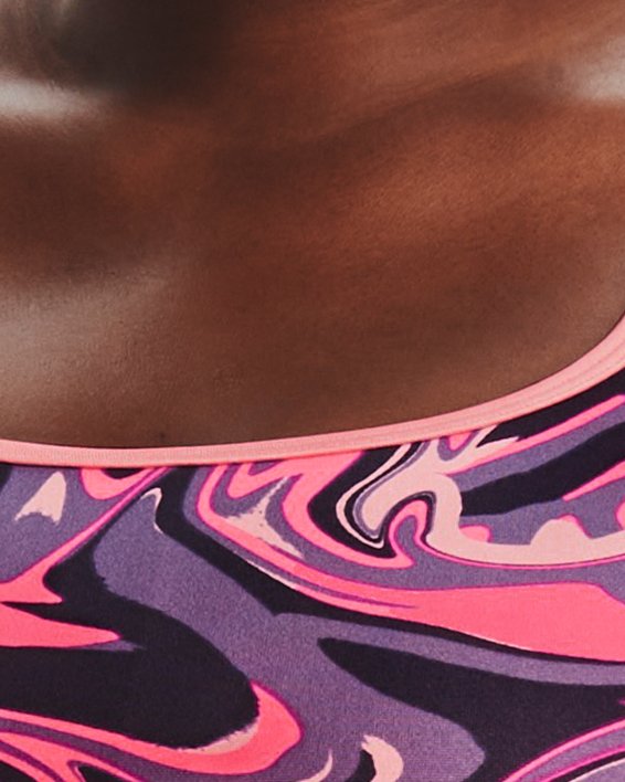 Brassière de sport Armour® Mid Crossback Print pour femme, Pink, pdpMainDesktop image number 0