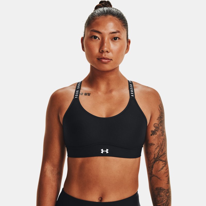 Image of Under Armour Women's Under Armour Infinity Mid Covered Sports Bra Black / Black / White M