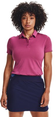 Damen Under Armour Zinger Poloshirt, kurzärmlig Rosa Quartz / Metallisch Silber L