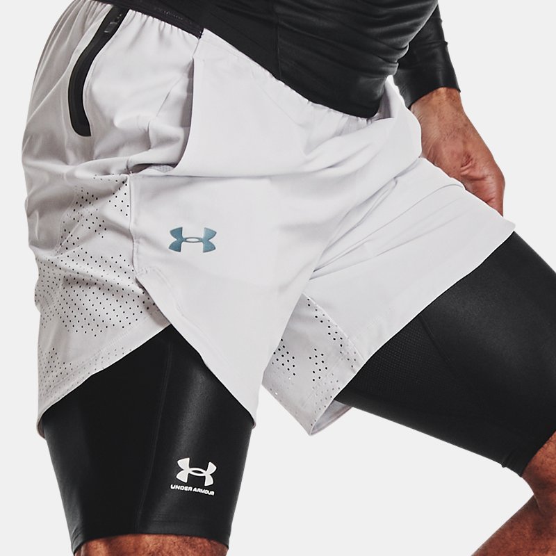 Men's  Under Armour  Iso-Chill Compression Long Shorts Black / White XXL