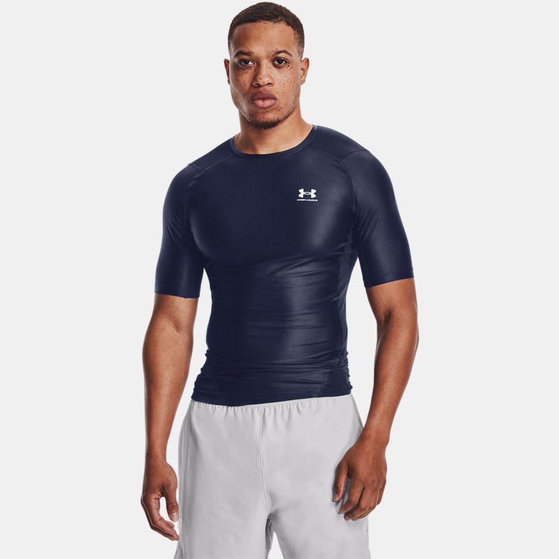 Image of Under Armour Men's Under Armour Iso-Chill Compression Short Sleeve Midnight Navy / White M