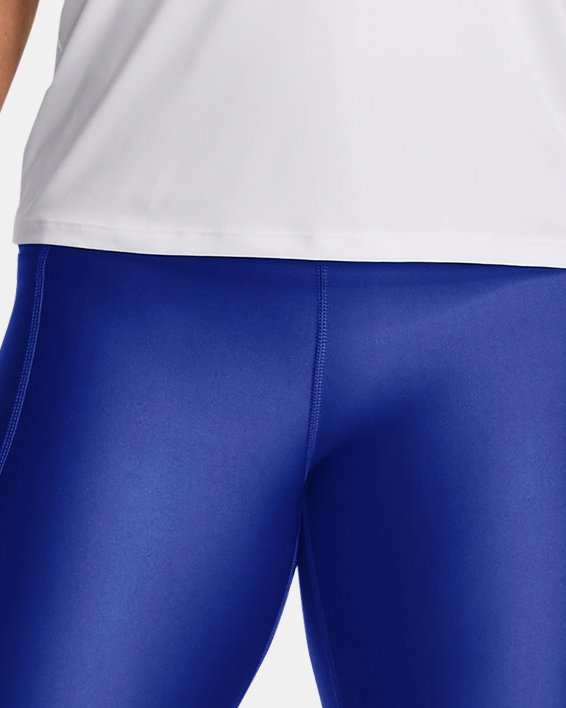 Women's HeatGear® No-Slip Waistband Full-Length Leggings in Blue image number 2