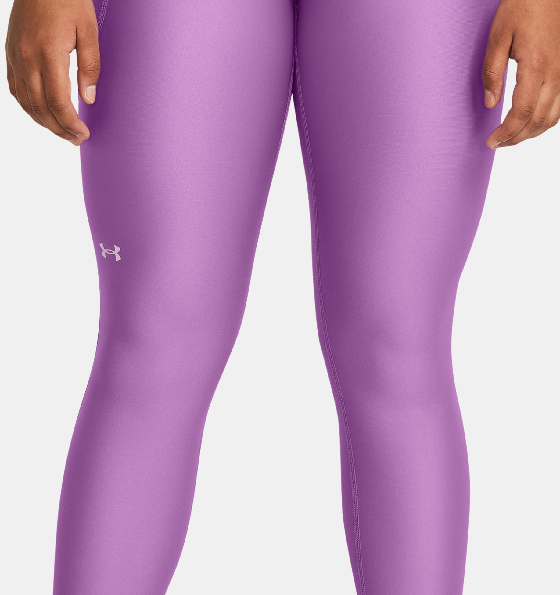 Nwt Girls Under Armour Purple Pink Logo Printed HeatGear Leggings Sz XL