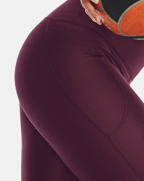 女士HeatGear® Armour No-Slip Waistband Full-Length九分褲 in Maroon image number 0