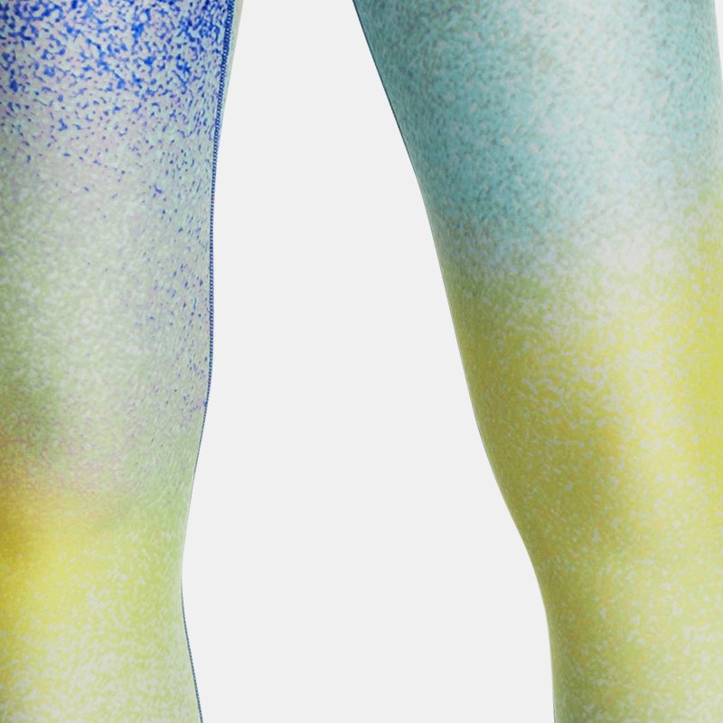 Under Armour Women's HeatGear® No-Slip Waistband Printed Ankle Leggings Halo Gray / Lime Yellow / Black L
