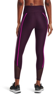 Women's HeatGear&reg; No-Slip Waistband Shine Mesh Full-Length Leggings, Purple, pdpMainDesktop image number 1