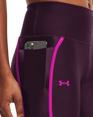 Women's HeatGear&reg; No-Slip Waistband Shine Mesh Full-Length Leggings, Purple, pdpMainDesktop image number 3