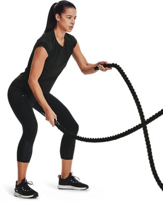 Women's UA RUSH&trade; No-Slip Waistband Tonal Capris image number 3