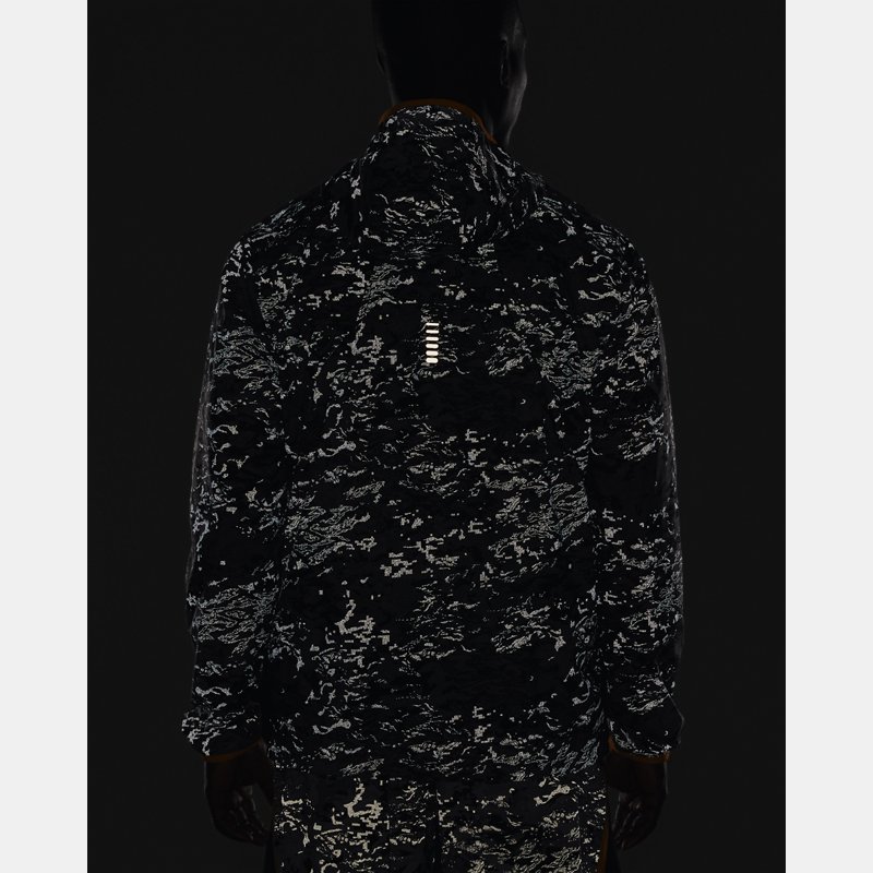 Men's Under Armour OutRun The Storm Reflective Packable Jacket Black / Omega Orange / Reflective L