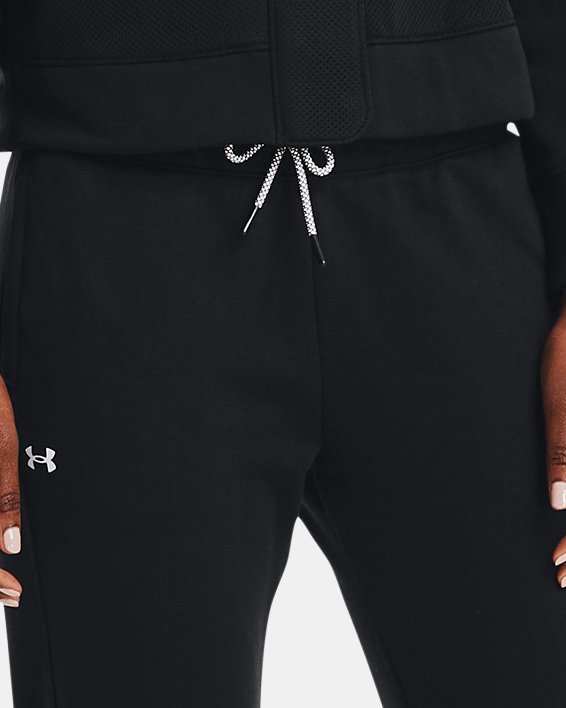 Women's UA Rival Fleece Mesh Pants in Black image number 2