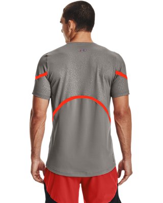 Camiseta de manga corta UA RUSH&trade; HeatGear&reg; 2.0 Emboss para hombre, Gray, pdpMainDesktop image number 2