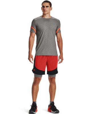 Camiseta de manga corta UA RUSH&trade; HeatGear&reg; 2.0 Emboss para hombre, Gray, pdpMainDesktop image number 3