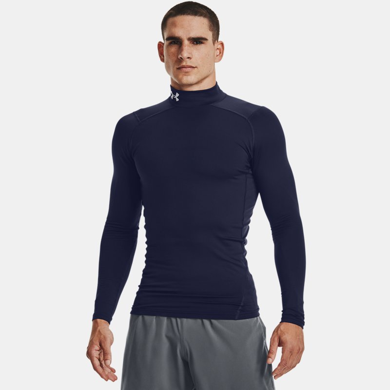 Image of Under Armour Men's ColdGear® Compression Mock Midnight Navy / White S