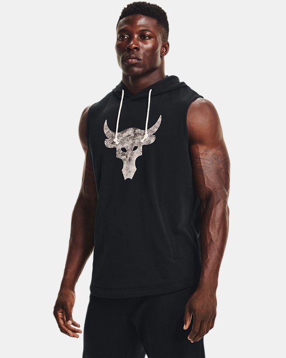 Under Armour Men's Project Rock Terry Sleeveless Hoodie. 1