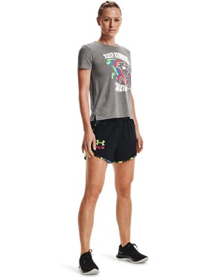Women's UA Keep Run Weird Graphic Short Sleeve, Gray, pdpMainDesktop image number 2