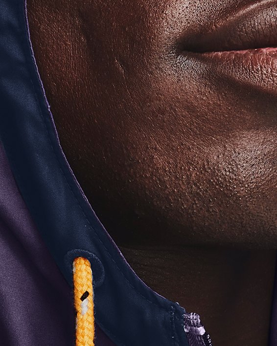 Sweat à capuche et manches courtes entièrement zippé UA Evolution Woven pour homme, Purple, pdpMainDesktop image number 3